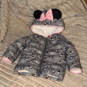 Gray Hooded Minnie Jacket with Pink Bow and Ears